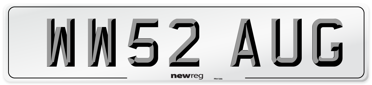 WW52 AUG Number Plate from New Reg